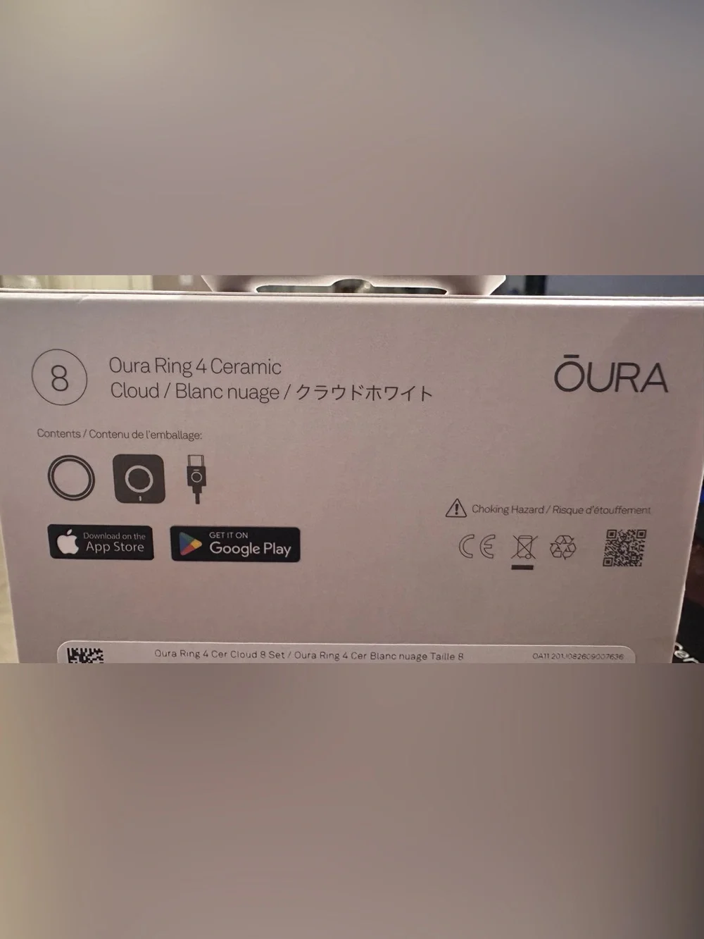 Oura Gen 4 Ceramic Ring - Size 8 Cloud New in open box condition